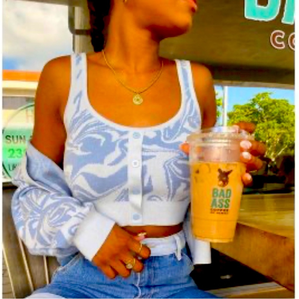 LA hearts Knit swirl print top